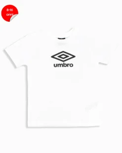 UMBRO - Tshirt manica corta ragazzi 8-16 anni bianca in cotone