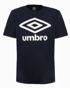 UMBRO -  T-shirt  mezza manica blu con logo bianco in jersey