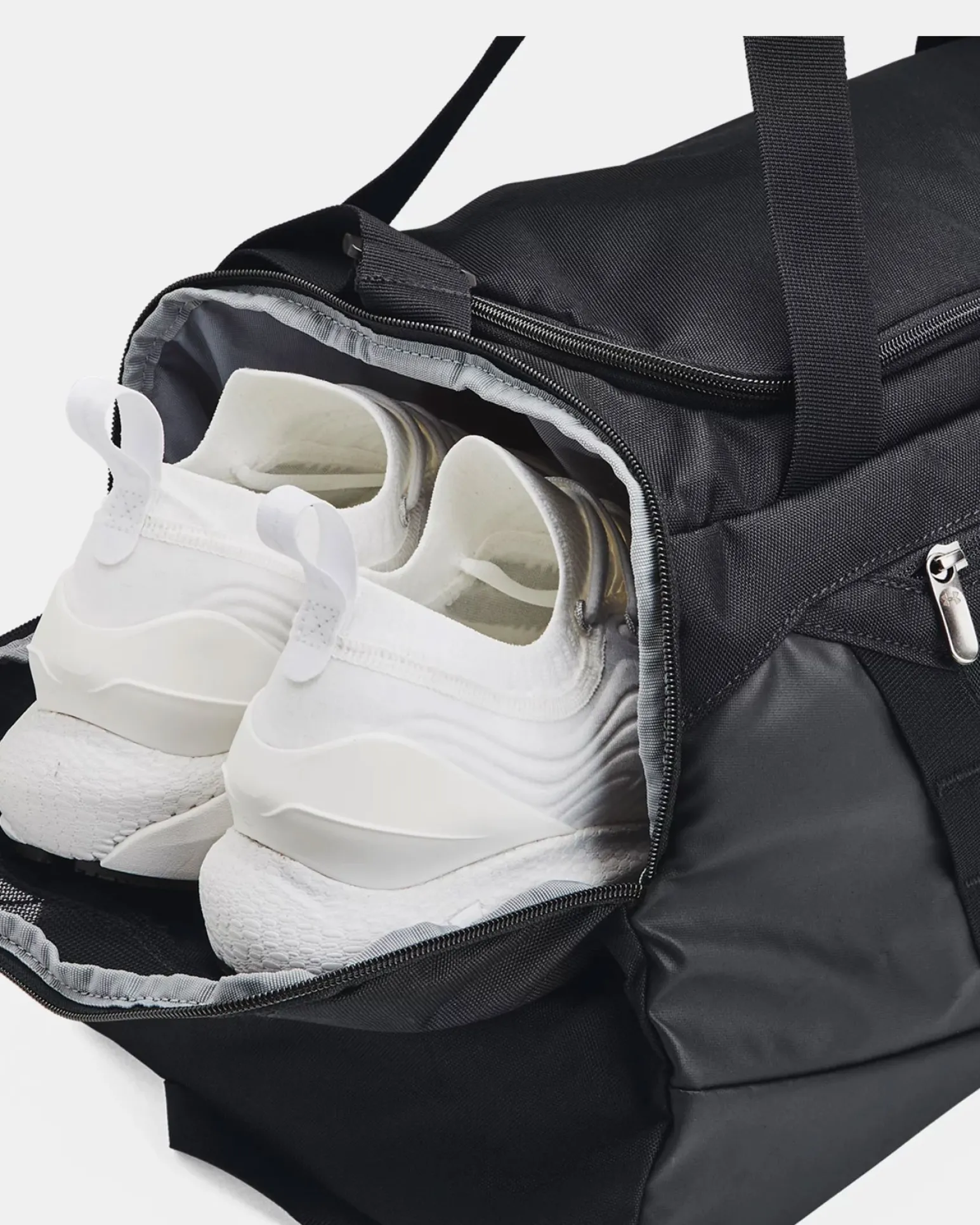 UNDER ARMOR - Borsone nero impermeabile con tasca frontale e logo bianco