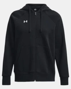 UNDER ARMOR - Felpa da donna nera con cappuccio zip frontale
