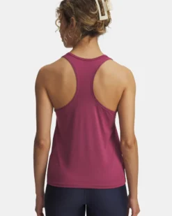 UNDER ARMOUR - CANOTTA TECH KNOCKOUT TANK MALVA CON DETTAGLI NERI  DA DONNA, 1389851_0659