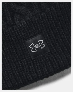 UNDER ARMOUR - Cappello invernale da donna nero con motivo a treccia