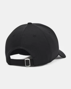 UNDER ARMOUR - Cappello nero in materiale traspirante con cinturino regolabile e logo bianco