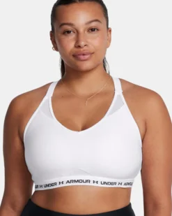 UNDER ARMOUR - REGGISENO SPORTIVO CROSSBACK LOW BRA ULTIMAT BIANCO  DA DONNA, 1386424_0100