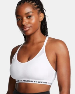 UNDER ARMOUR - REGGISENO SPORTIVO CROSSBACK LOW BRA ULTIMAT BIANCO  DA DONNA, 1386424_0100