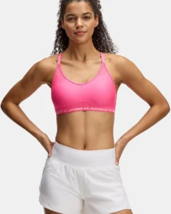 UNDER ARMOUR - REGGISENO SPORTIVO CROSSBACK LOW BRA ULTIMAT FUXIA  DA DONNA, 1386424_0672