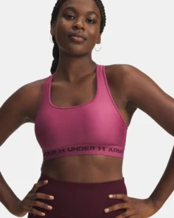 UNDER ARMOUR - REGGISENO SPORTIVO CROSSBACK MID BRA MALVA  CON DETTAGLI NERI DA DONNA, 1361034_0659