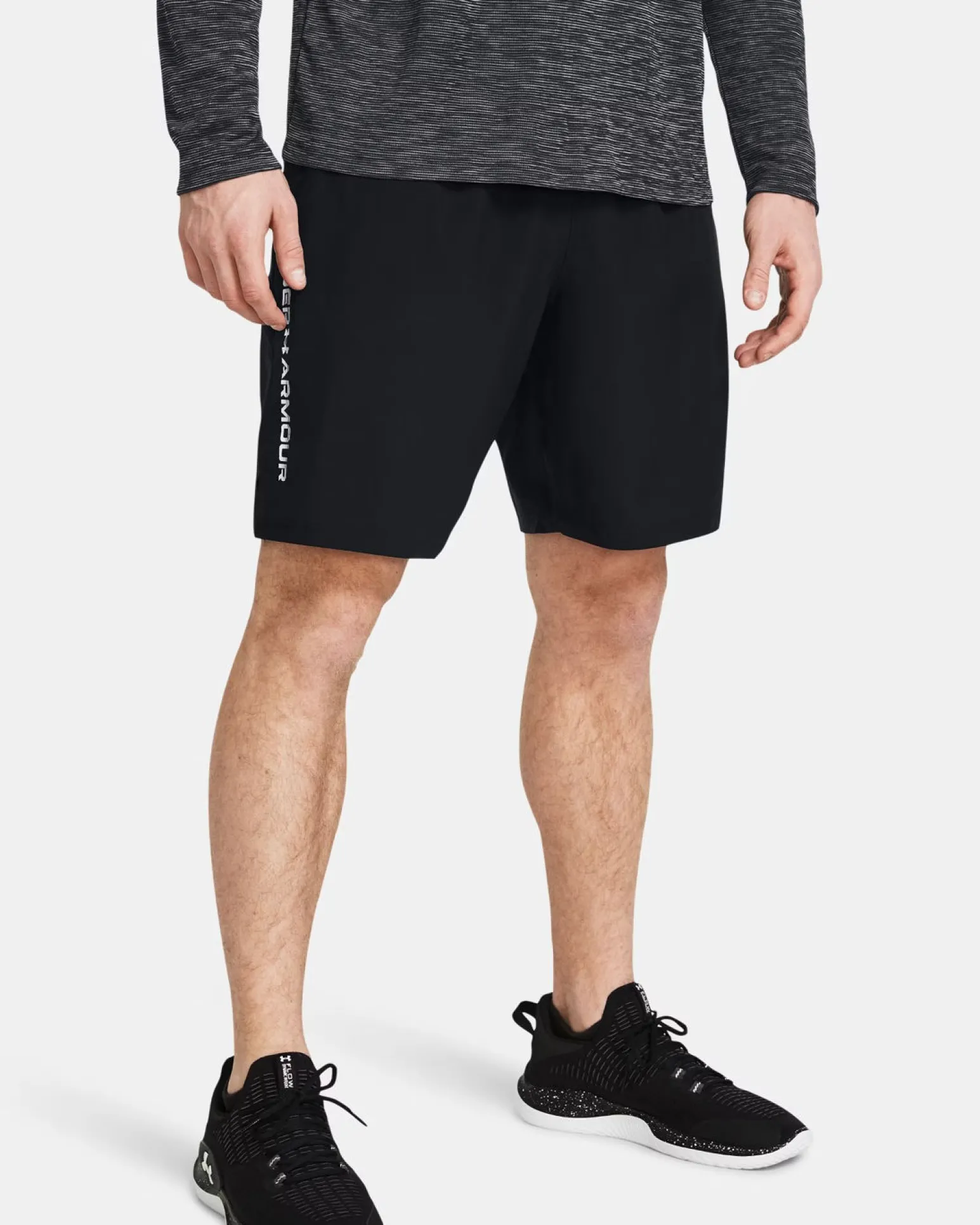 UNDER ARMOUR - SHORT WOVEN WDMK NERO CON DETTAGLI BIANCHI DA UOMO, 1383356_0001