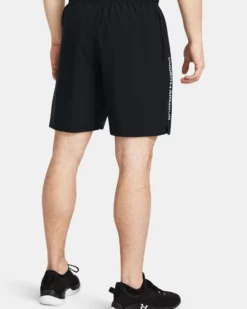 UNDER ARMOUR - SHORT WOVEN WDMK NERO CON DETTAGLI BIANCHI DA UOMO, 1383356_0001
