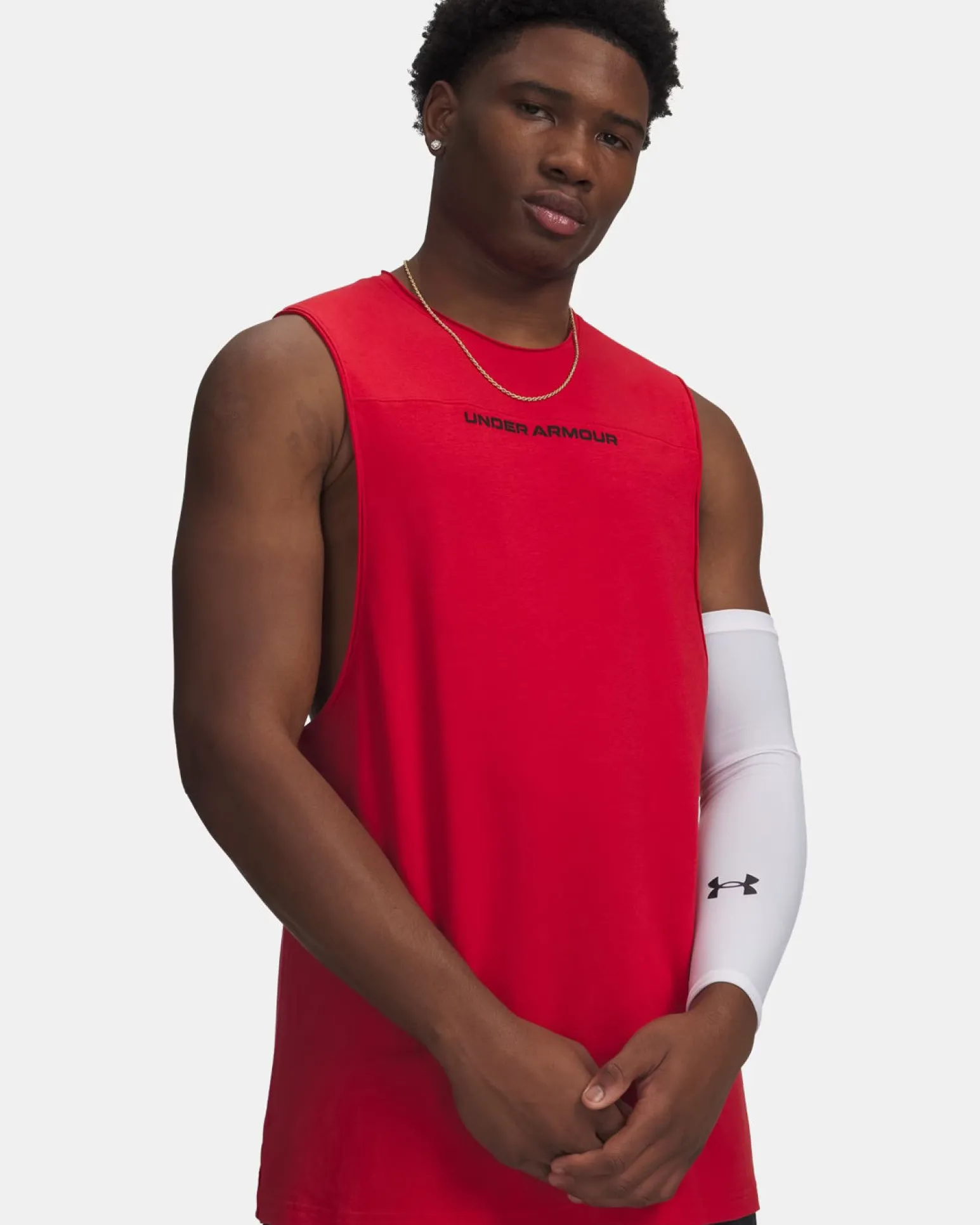 UNDER ARMOUR- SMANICATO UA HOOPS TRAINING TANK ROSSO DA UOMO, 6012823_0600