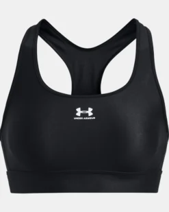 UNDER ARMOUR - Top nero ultra aderente in tessuto traspirante con logo bianco