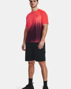 UNDER ARMOUR - T shirt da uomo arancione fluo in tessuto traspirante