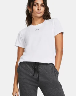UNDER ARMOUR -T-SHIRT MEZZA MANICA OFF CAMPUS CORE SS BIANCA  DA DONNA, 1383648_0100