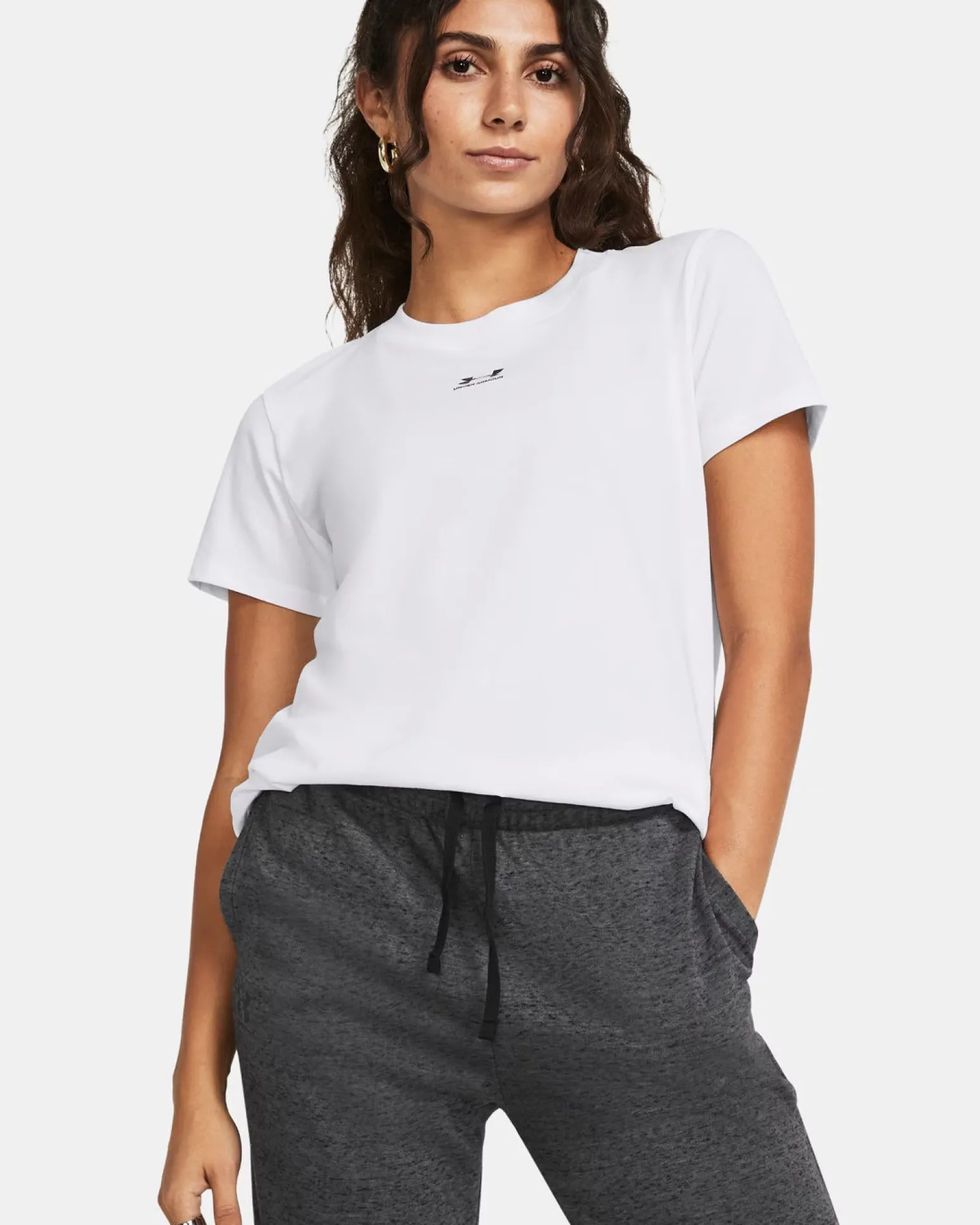 UNDER ARMOUR -T-SHIRT MEZZA MANICA OFF CAMPUS CORE SS BIANCA DA DONNA, 1383648_0100