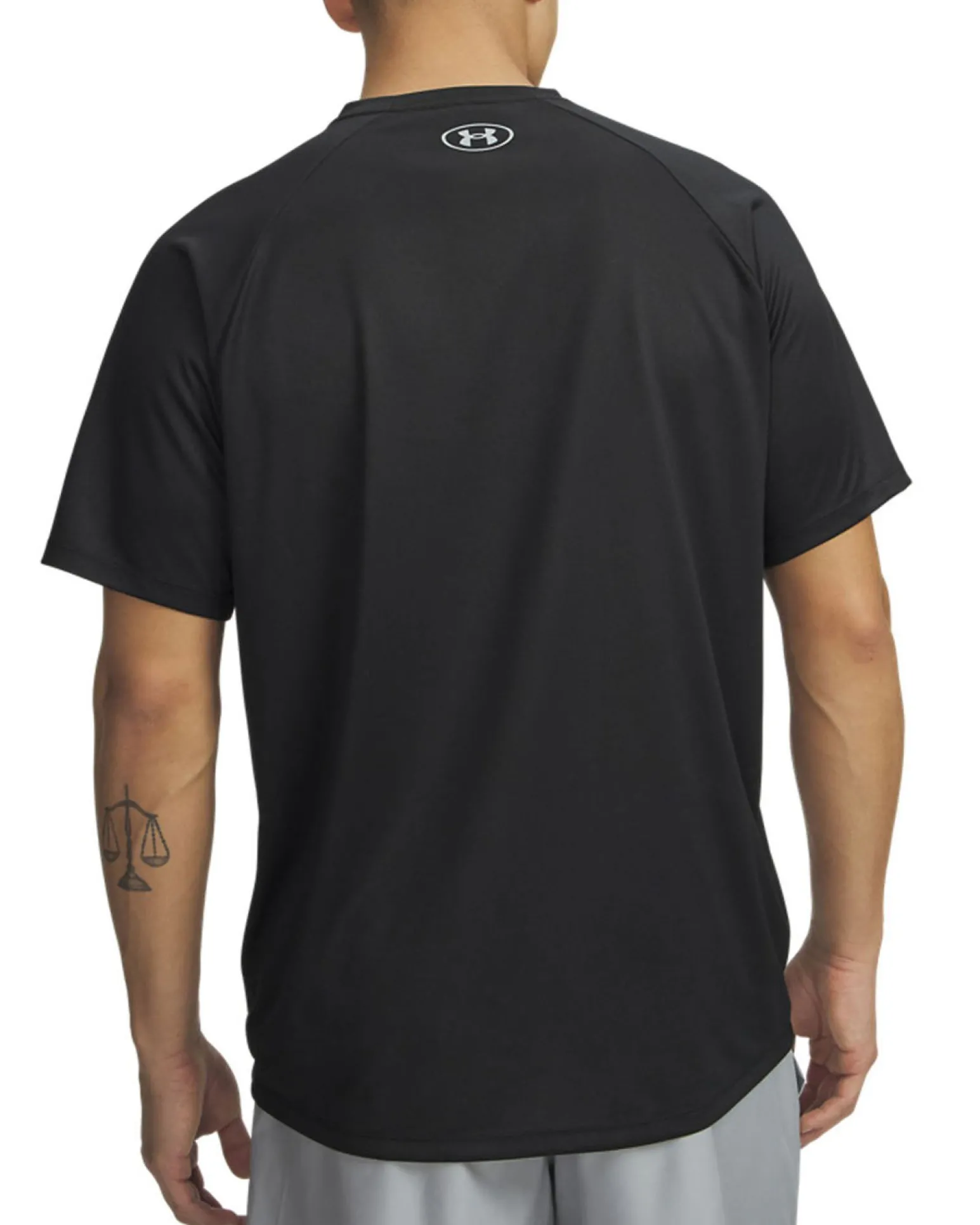 UNDER ARMOUR -T-SHIRT MEZZA MANICA TECH GRAPHIC TEE NERA CON DETTAGLI GRIGI DA UOMO, 6014733_0001
