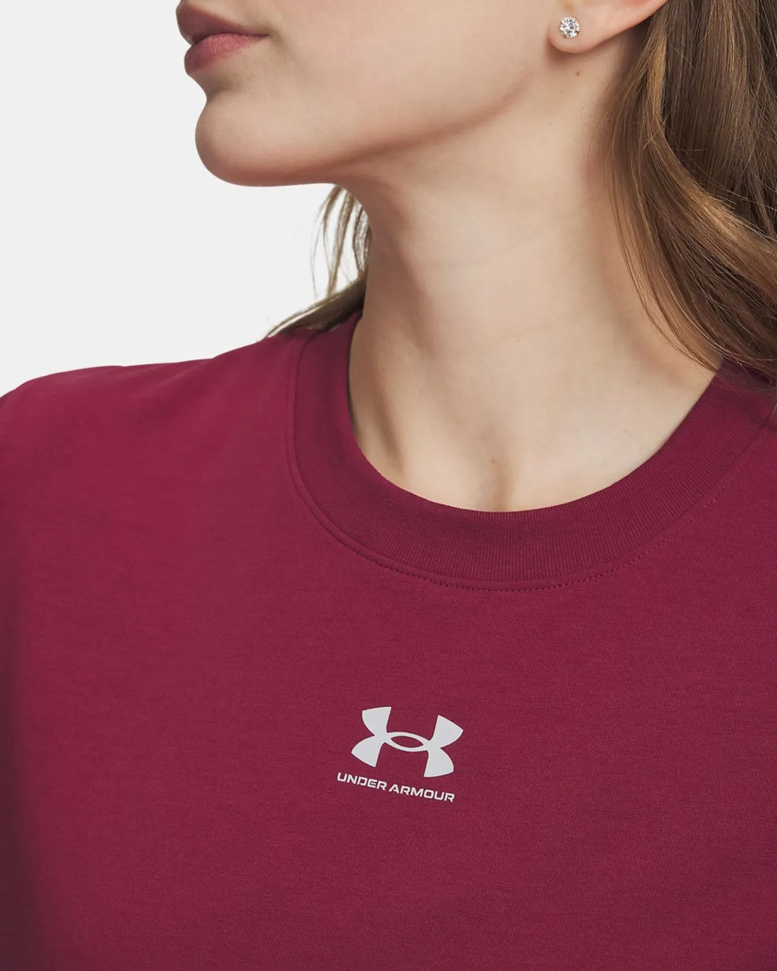 UNDER ARMOUR - T- SHIRT MEZZA MANICA OFF CAMPUS CORE SS ROSSO BORDEAUX DA DONNA, 1383648_0622
