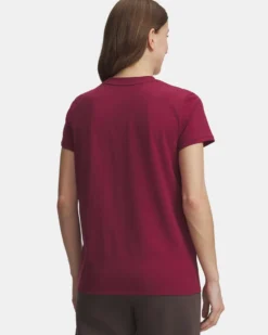 UNDER ARMOUR - T- SHIRT MEZZA MANICA OFF CAMPUS CORE SS ROSSO BORDEAUX DA DONNA, 1383648_0622