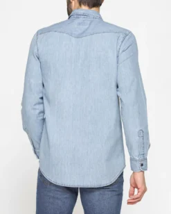 UOMO CAMICIA JEANS MANICA LUNGA