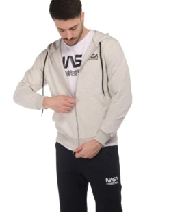 UOMO FELPA CON ZIP E CAPPUCCIO NASA