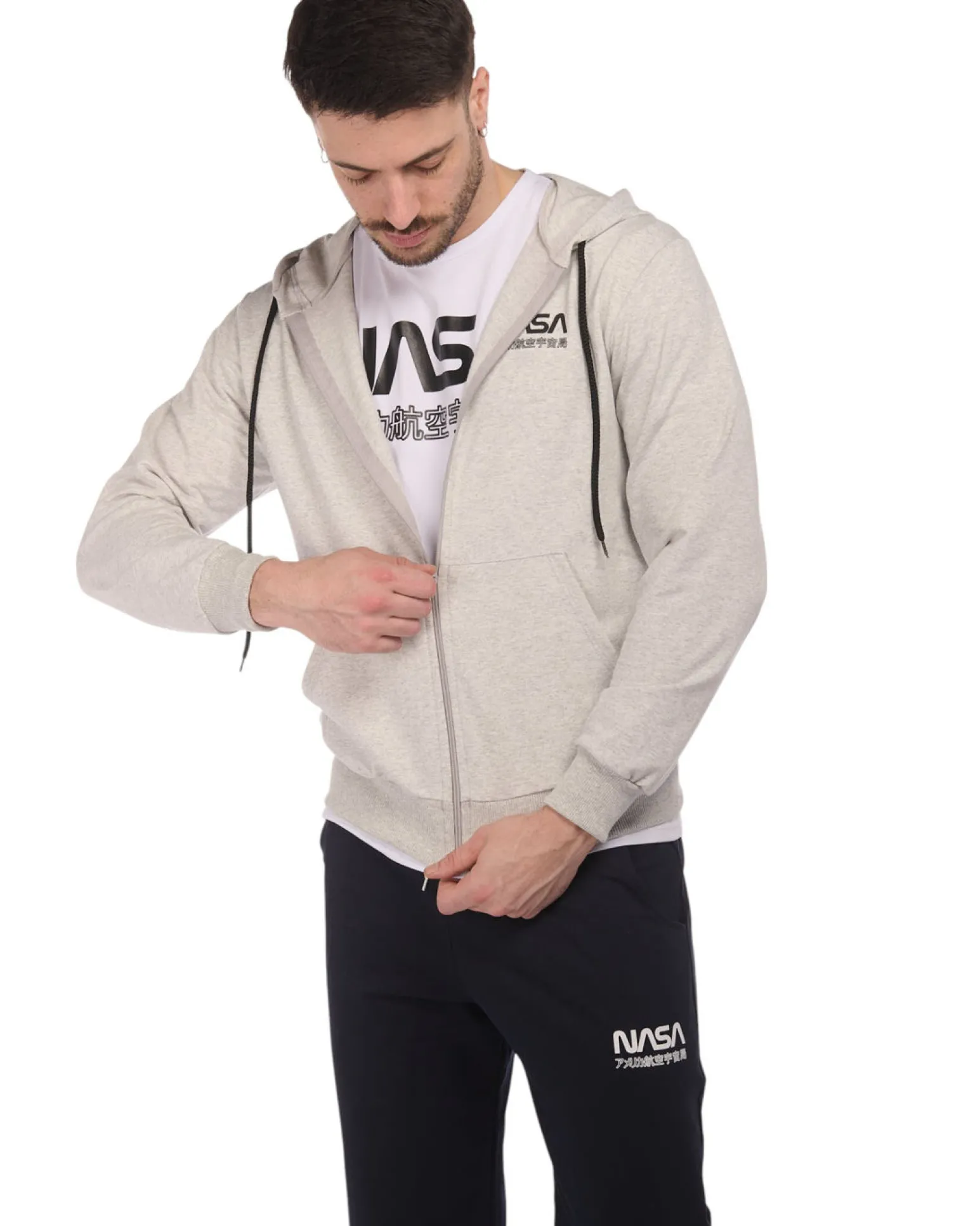 UOMO FELPA CON ZIP E CAPPUCCIO NASA