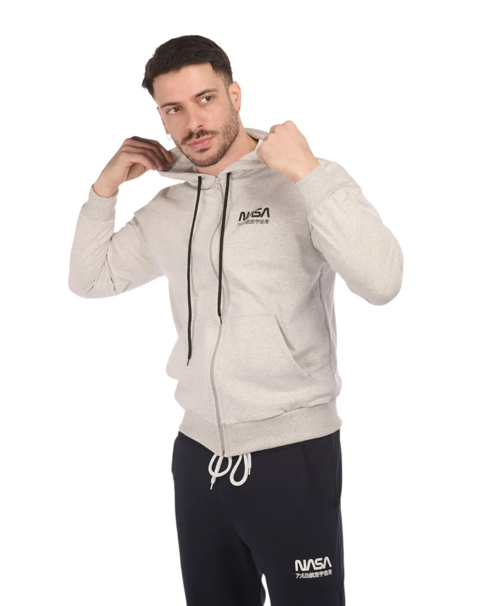 UOMO FELPA CON ZIP E CAPPUCCIO NASA