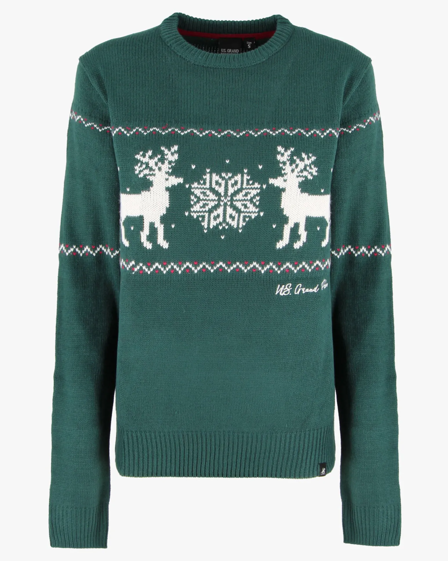 US GRAND - Maglione manica lunga verde con renna