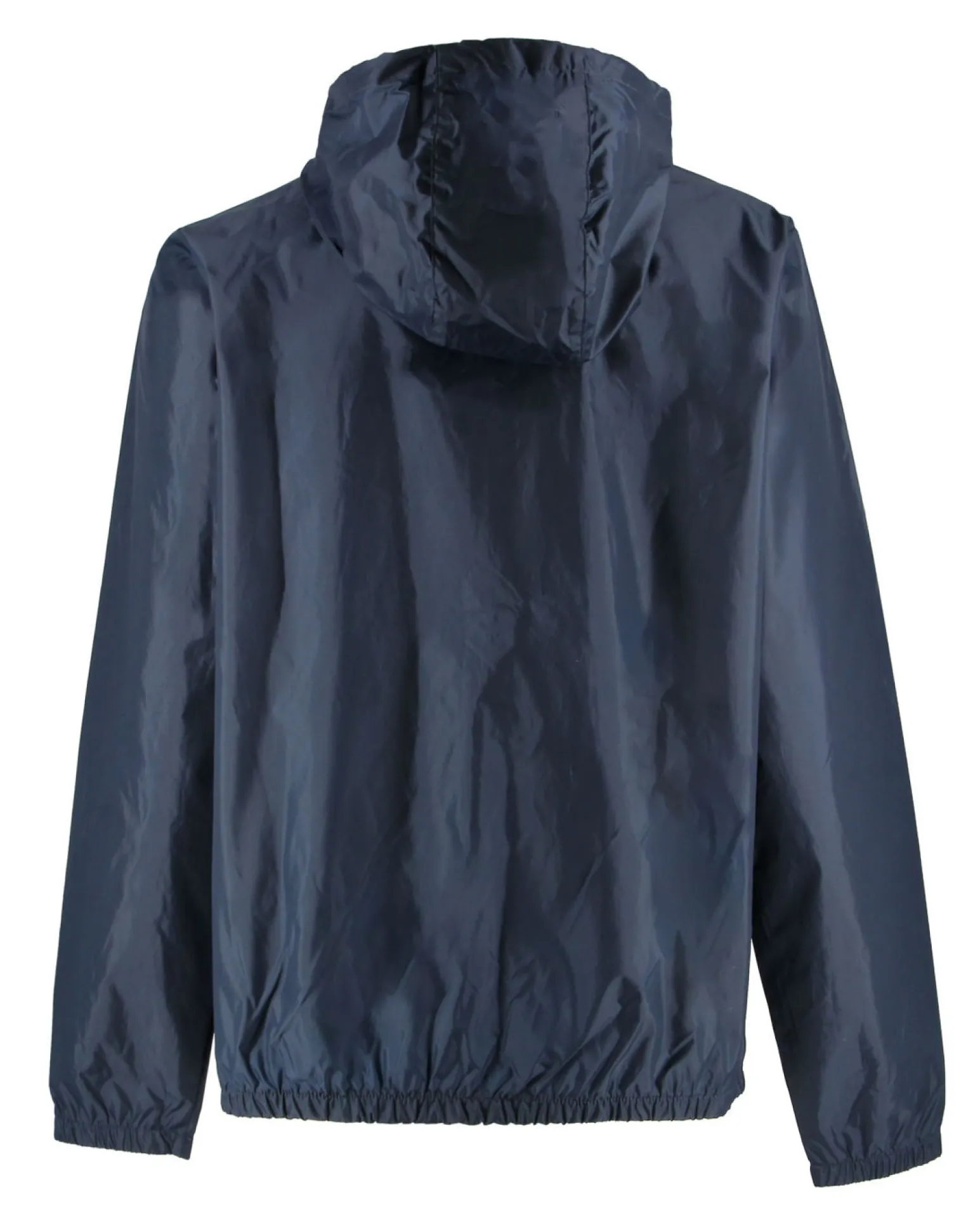 WAIKIKI RUN- K-WAY CON CAPPUCCIO FULL ZIP UOMO BLU SCURO CON DETTAGLI ARANCIONI FLUO - VERANO