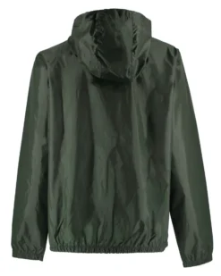WAIKIKI RUN- K-WAY CON CAPPUCCIO FULL ZIP UOMO VERDE MILITARE CON DETTAGLI ARANCIONI FLUO - VERANO