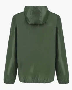 WAIKIKI RUN- K-WAY CON CAPPUCCIO FULL ZIP  UOMO VERDE MILITARE CON DETTAGLI ARANCIONI FLUO - VERANO