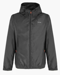 WAIKIKI RUN- K-WAY CON CAPPUCCIO FULL ZIP UOMO NERO CON DETTAGLI ARANCIONI FLUO - VERANO