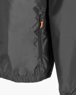 WAIKIKI RUN- K-WAY CON CAPPUCCIO FULL ZIP UOMO NERO CON DETTAGLI ARANCIONI FLUO - VERANO