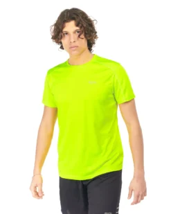 WAIKIKI RUN - T shirt da running giallo fluo in meh traspirante