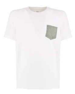 WAIKIKI RUN - T-SHIRT MEZZA MANICA BIANCA CON DETTAGLI A RIGHE VERDI DA UOMO - NETTUNO