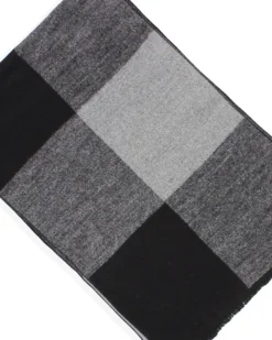 WAMPUM - Sciarpa con frange a quadri grigia e nera da uomo