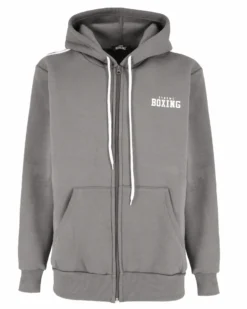 XTREME BOXING - FELPA GRIGIA DA UOMO FULL ZIP CON CAPPUCCIO