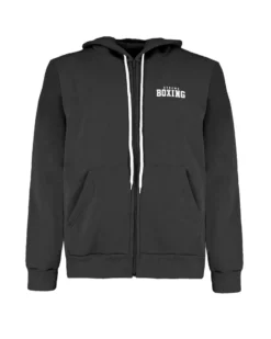 XTREME BOXING - FELPA NERA DA UOMO CON ZIP E CAPPUCCIO