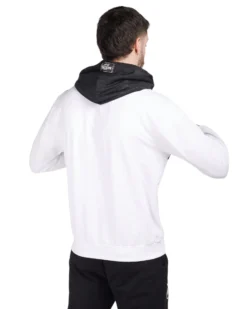 XTREME BOXING - FELPA  UOMO BIANCA E BLU CON ZIP E CAPPUCCIO