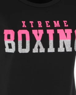 XTREME BOXING - TSHIRT NERA DA DONNA CON LOGO GLITTER