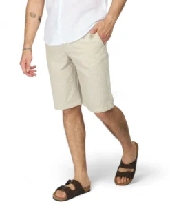 YELLOW DOG - BERMUDA DA UOMO BEIGE TASCA AMERICA A RIGHE CON LACCIO