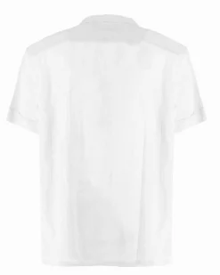 YELLOW DOG - CAMICIA MEZZA MANICA BIANCA, SCOLLO A V E LACCI FROTALI