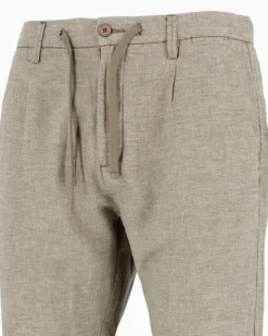 YELLOW DOG - Pantalone verde salvia tasca america con laccio misto lino