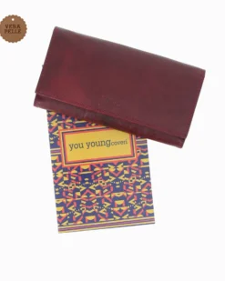 YOU YOUNG COVERI - Portafoglio rosso in VERA PELLE con patta e doppia tasca posteriore