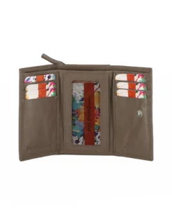 YOU YOUNG COVERI - Portafoglio taupe in VERA PELLE con patta e tasca portamonete