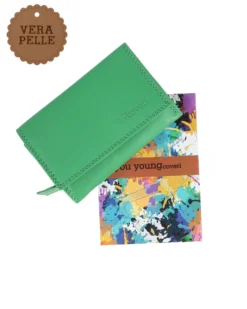 YOU YOUNG COVERI - Portafoglio verde in VERA PELLE con patta e tasca portamonete