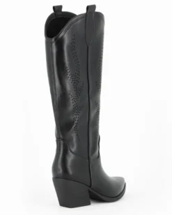 ZOE - Stivale texano nero con zip laterale, tacco 7CM