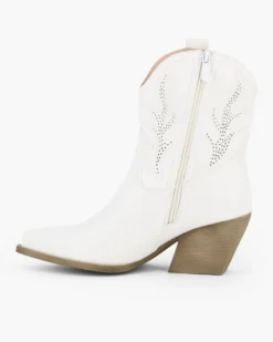 ZOE - Stivaletto texano bianco con zip laterale, tacco 7CM