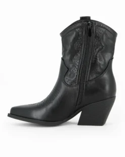 ZOE - Stivaletto texano nero con zip laterale, tacco 7CM