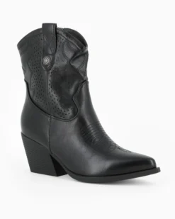ZOE - Stivaletto texano nero con zip laterale, tacco 7CM