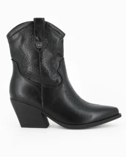 ZOE - Stivaletto texano nero con zip laterale, tacco 7CM